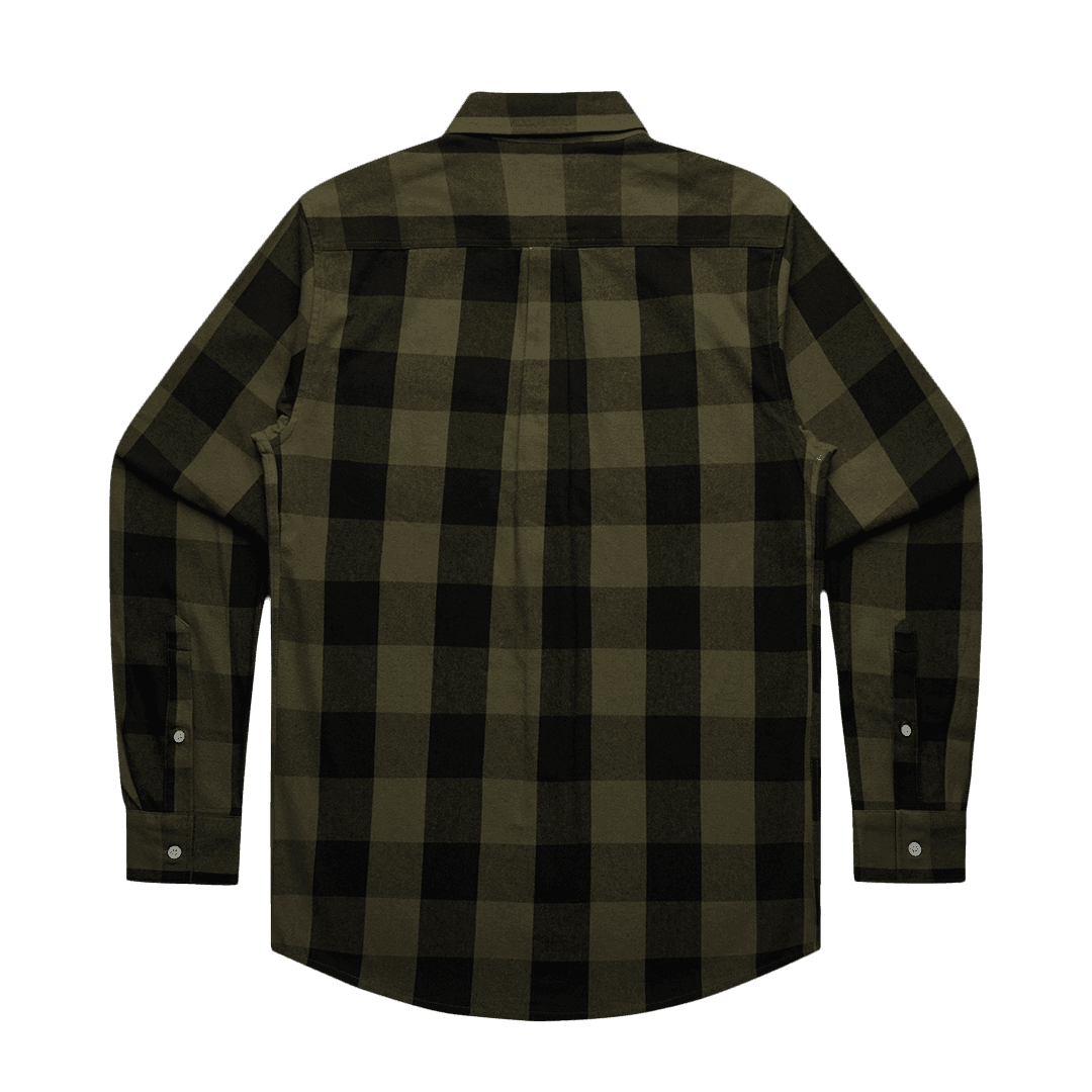 Army / Green Patrol Check Shirt back, long sleeve outdoor clothing