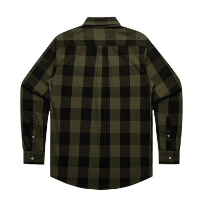 Army / Green Patrol Check Shirt back, long sleeve outdoor clothing