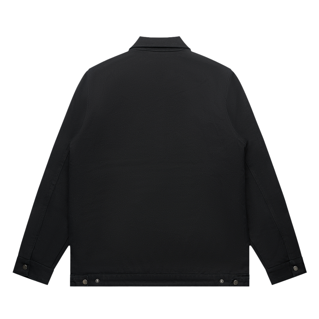 Black Patrol Canvas jacket back, duck canvas fleece lined jacket, outdoor clothing