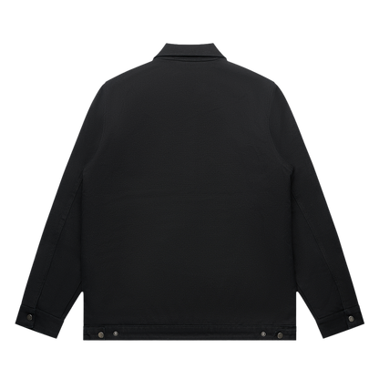 Black Patrol Canvas jacket back, duck canvas fleece lined jacket, outdoor clothing