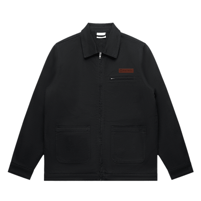 Black Patrol Canvas jacket front, duck canvas fleece lined jacket, outdoor clothing