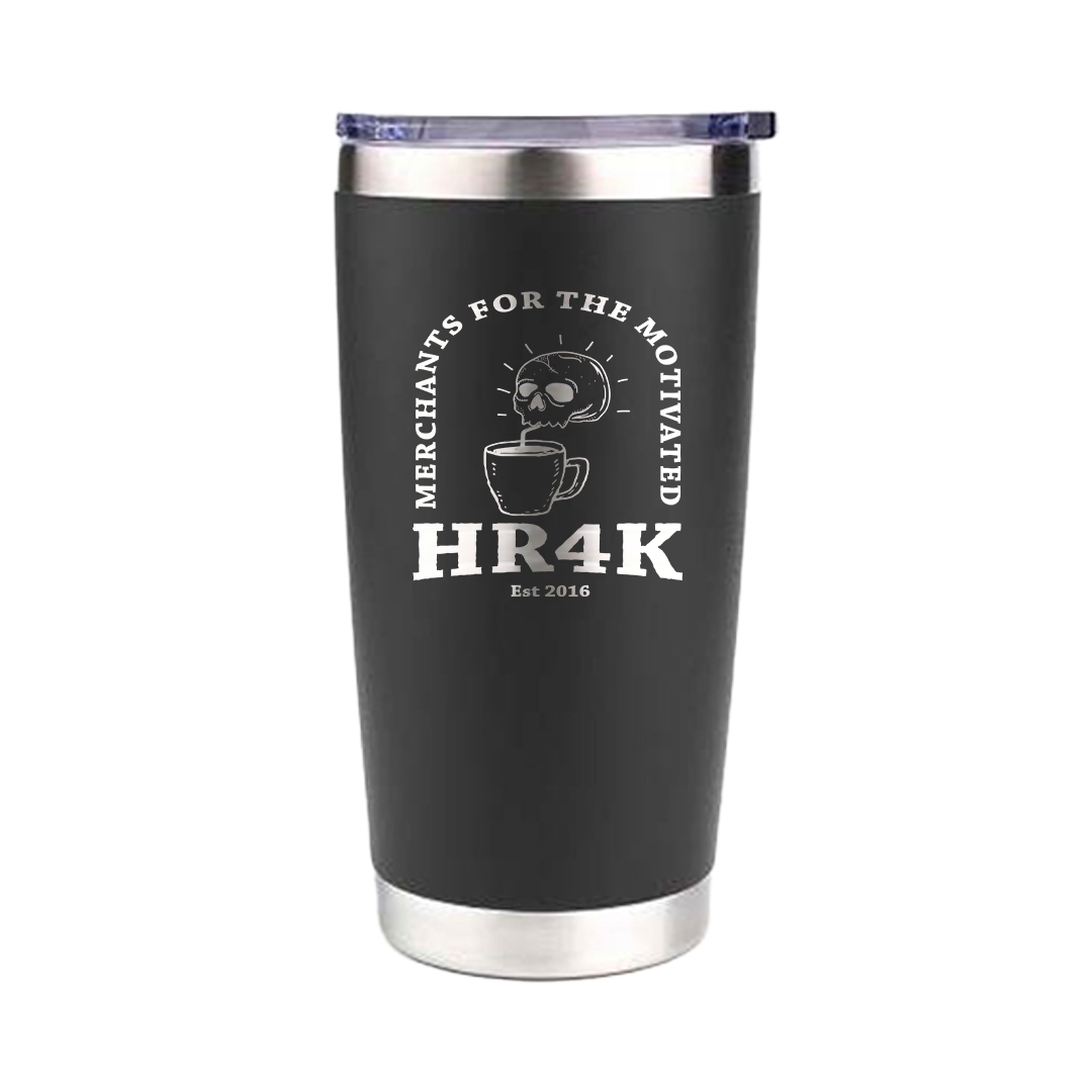 HR4K 20oz Insulated Travel Mug, Jet Black, Sippers, Coffee, Skull,