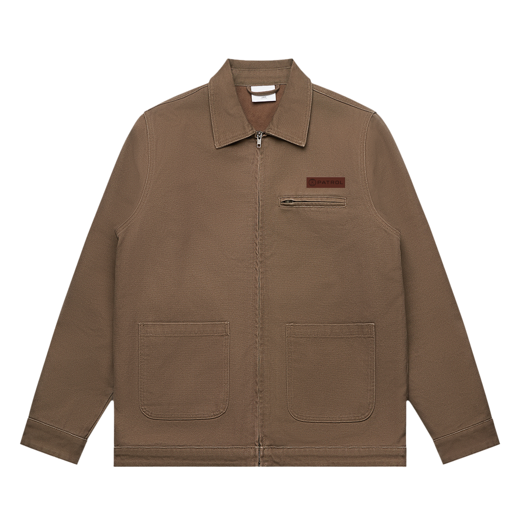 Walnut Patrol Canvas jacket front, duck canvas fleece lined jacket, outdoor clothing