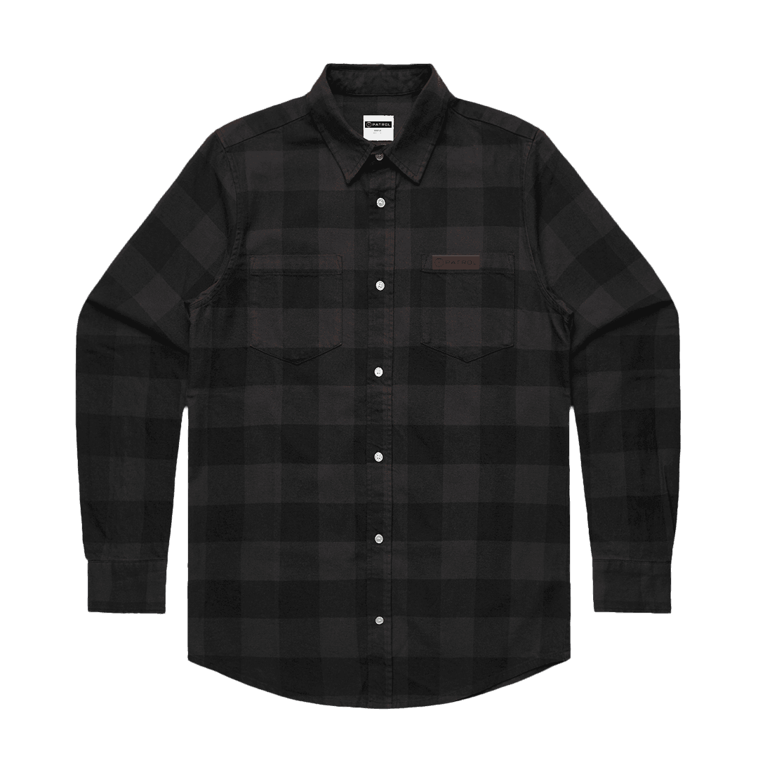 Coal / Black  Patrol Check Shirt front, long sleeve outdoor clothing