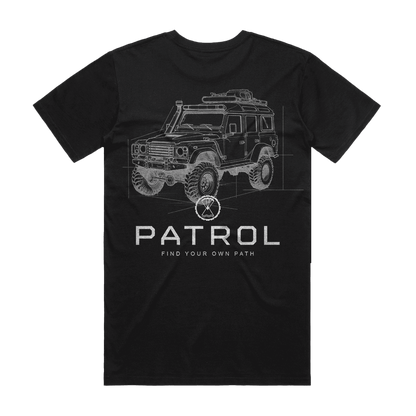 Patrol Offroad Blueprint Tee back, Unisex 100% cotton tee, outdoor clothing