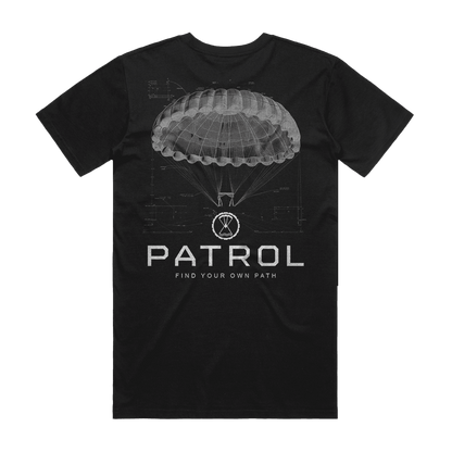 Patrol Parachute Blueprint Tee back, Unisex 100% cotton tee, outdoor clothing