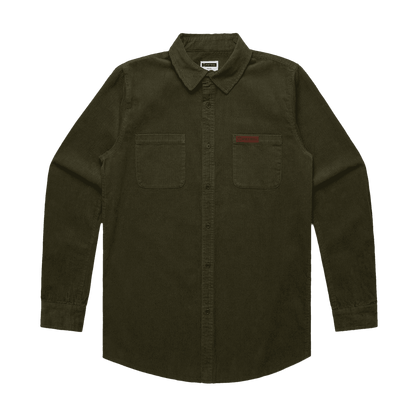 Army Patrol Cord Shirt Front, 100% cotton corduroy long sleeve shirt, outdoor clothing