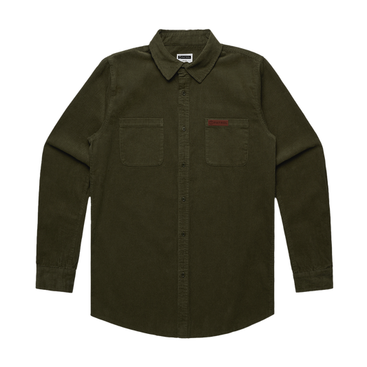 Army Patrol Cord Shirt Front, 100% cotton corduroy long sleeve shirt, outdoor clothing