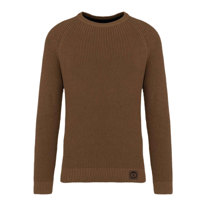 Patrol Goods brown chunky knit sweater, outdoor mens clothing.